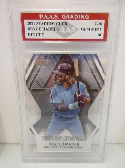 Bryce Harper Phillies 2021 Stadium Club Die Cut #T-26 graded PAAS Gem Mint 10