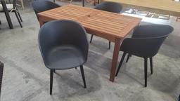 BRAND NEW OUTDOOR 100% FSC SOLID WOOD 59" RECTANGULAR TABLE WITH 4 RECYCLED PLASTIC & ALUMINUM LEGS