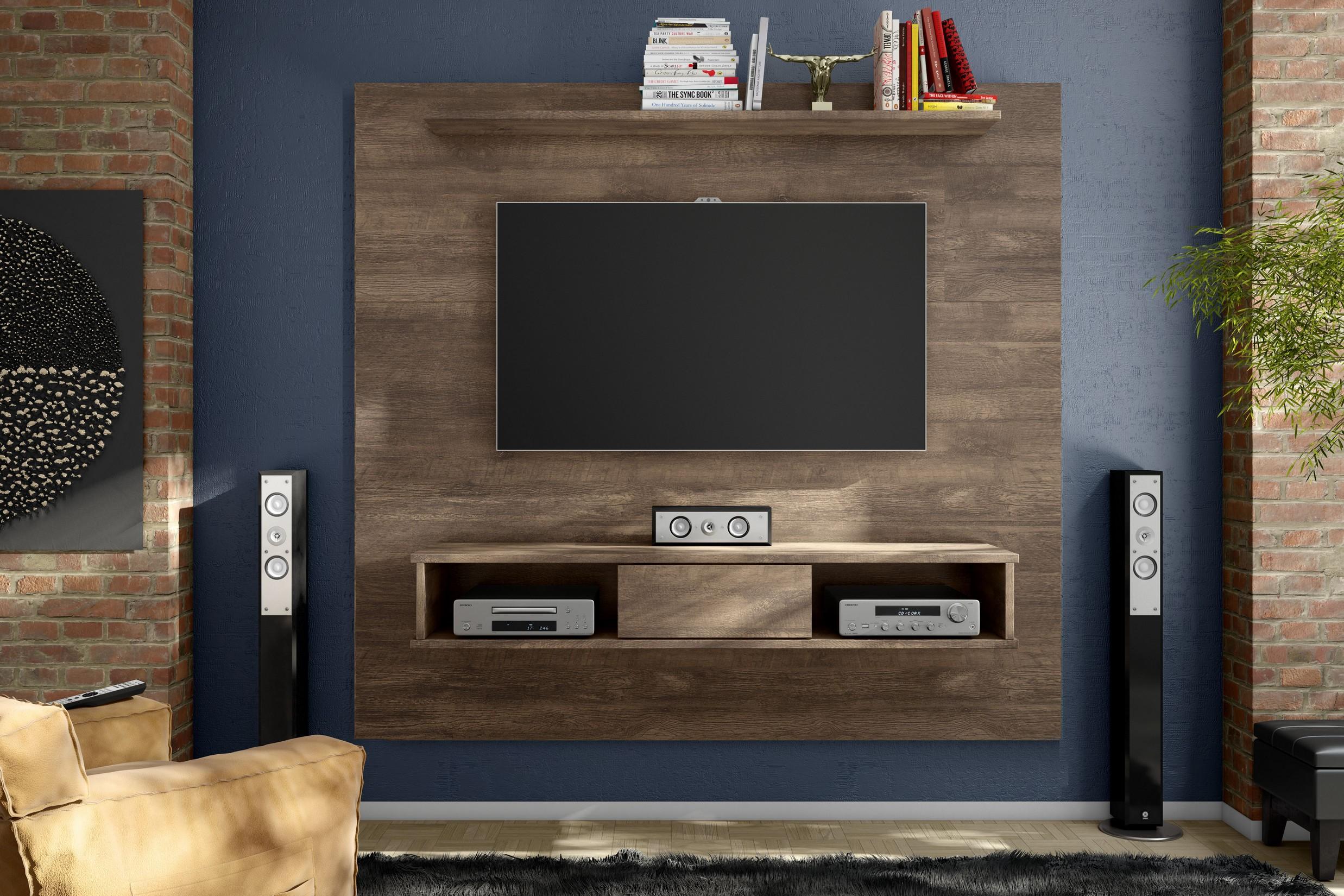 BRAND NEW INDOOR 71" TV BOARD WITH SHELF OAK COLOR