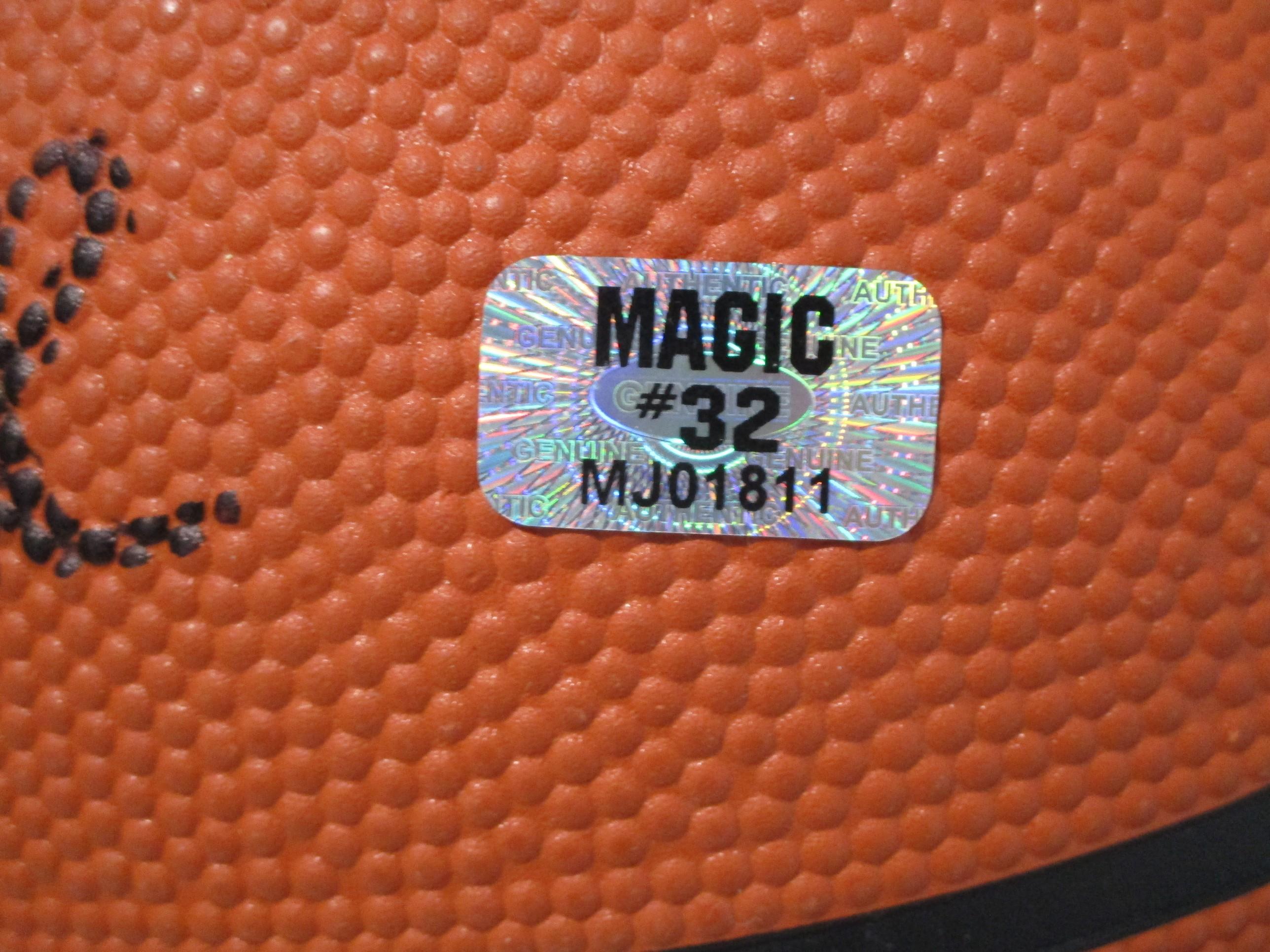 Larry Bird Magic Johnson signed autographed full size basketball Larry Bird Magic Johnson Holo