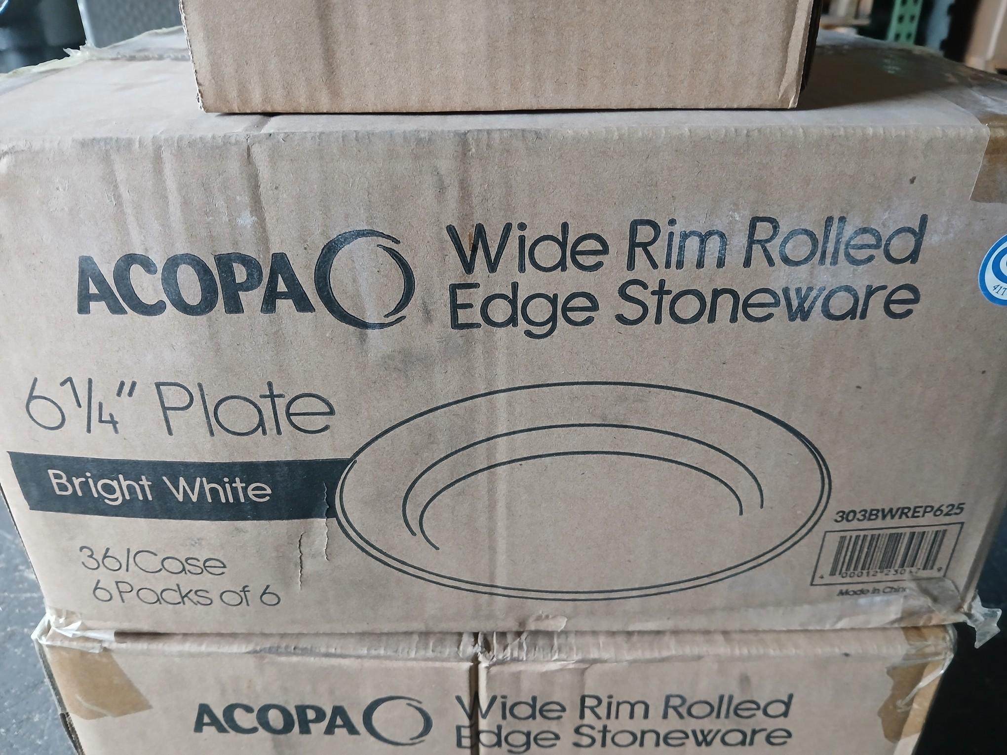 ACOPA Wide Rim Rolled Edge Stoneware / 6.25" Dinner Plates - (6) Plates per case We are selling them