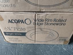 ACOPA Wide Rim Rolled Edge Stoneware / 6.25" Dinner Plates - (6) Plates per case We are selling them