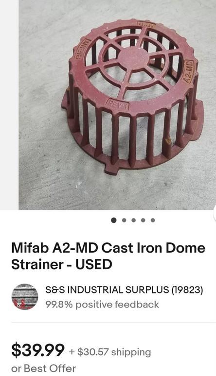 Cast Iron ROOF DOME STRINER  MIFAB PART# A2-MD