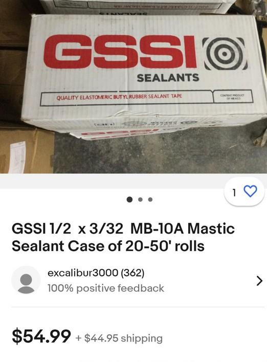 GSI SEALANTS Quality Elastomeric Rubber Sealant Tape / # MB-10A (10) Rolls Per Case Selling by the C