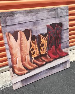 Cowboy Boots - Signed by Josefina -  Gallery Wrapped Artwork - 34 x 34.5