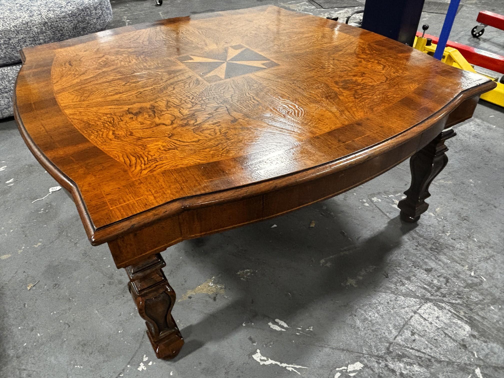 Antique Coffee Table W/ Inlaid Wood / Beautiful Vintage Table