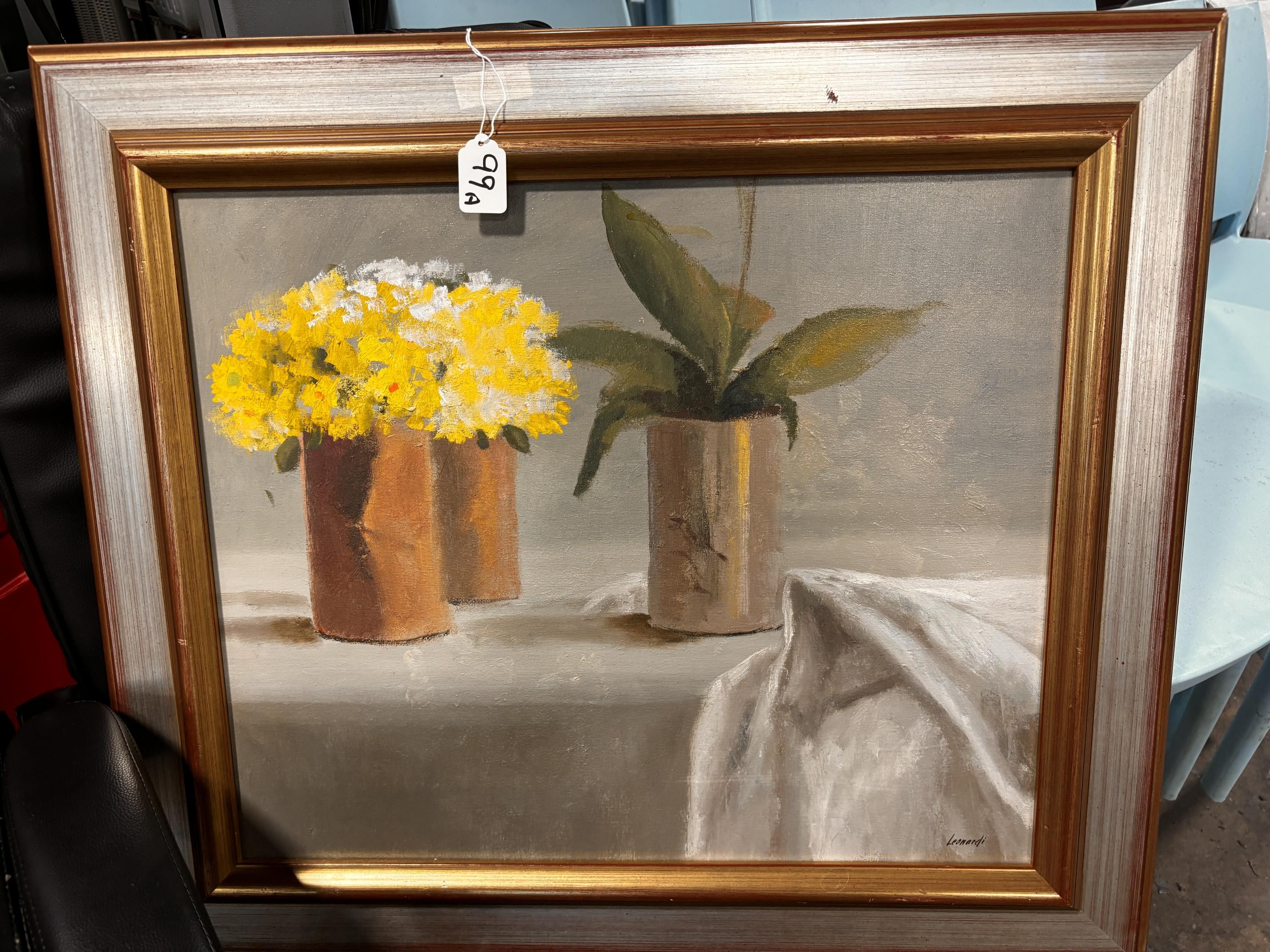 Oil on Canves of P+Floral Scene W/ Decorative Frame