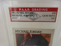 Michael Jordan Chicago Bulls 1991-92 NBA Hoops MVP #30 graded PAAS Gem Mint 9.5