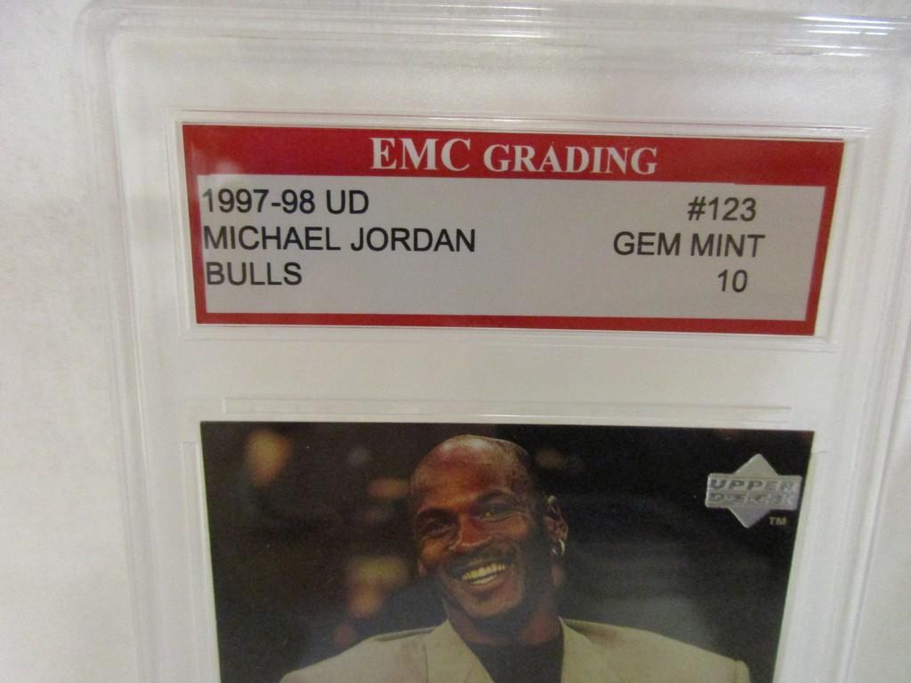 Michael Jordan Chicago Bulls 1997-98 Upper Deck #123 graded EMC Gem Mint 10