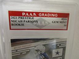 Micah Parsons Dallas Cowboys 2021 Prestige ROOKIE #244 graded PAAS Gem Mint 10