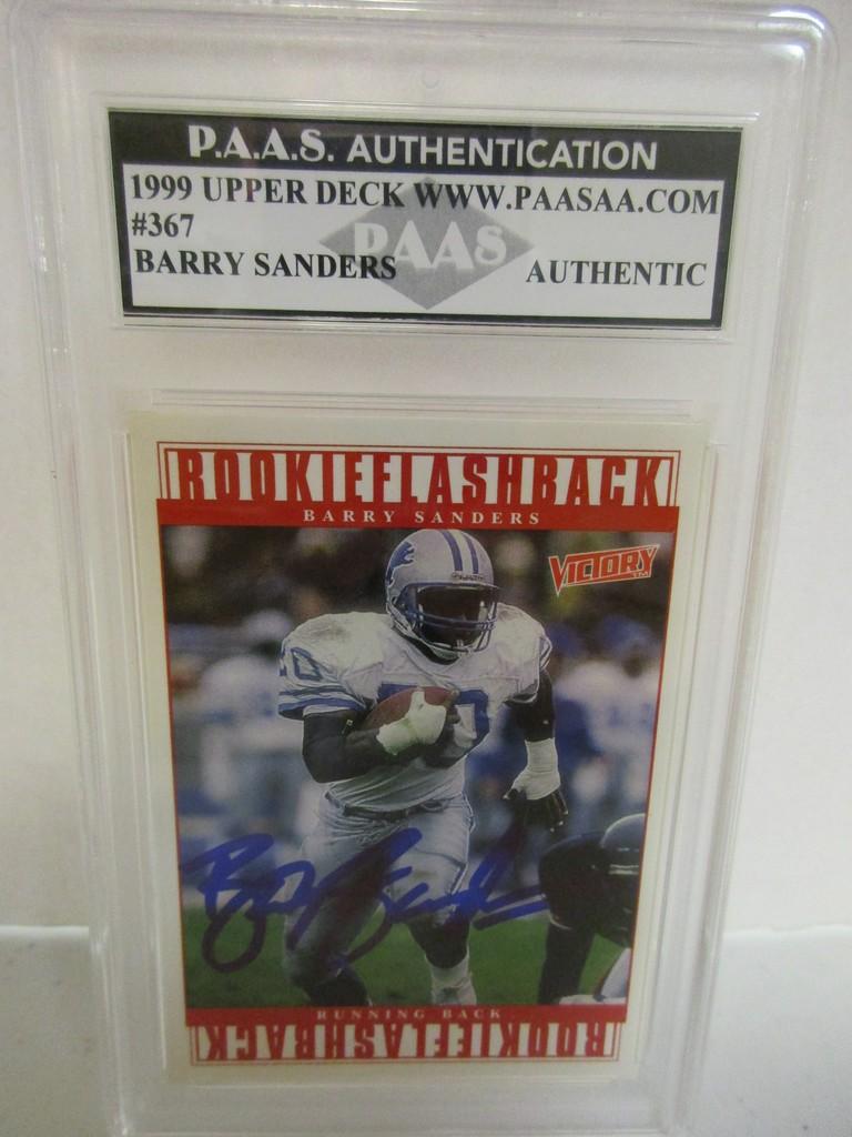 Barry Sanders of the Detroit Lions signed autographed slabbed sportscard PAAS COA 734