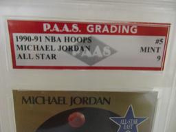 Michael Jordan Chicago Bulls 1990-91 NBA Hoops All Star #5 graded PAAS Mint 9