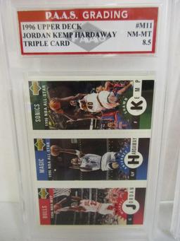 Michael Jordan Shawn Kemp Anfernee Hardaway 1996 Upper Deck #M11 graded PAAS NM-MT 8.5