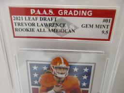 Trevor Lawrence Clemson 2021 Leaf Draft ROOKIE All American #01 graded PAAS Gem Mint 9.5