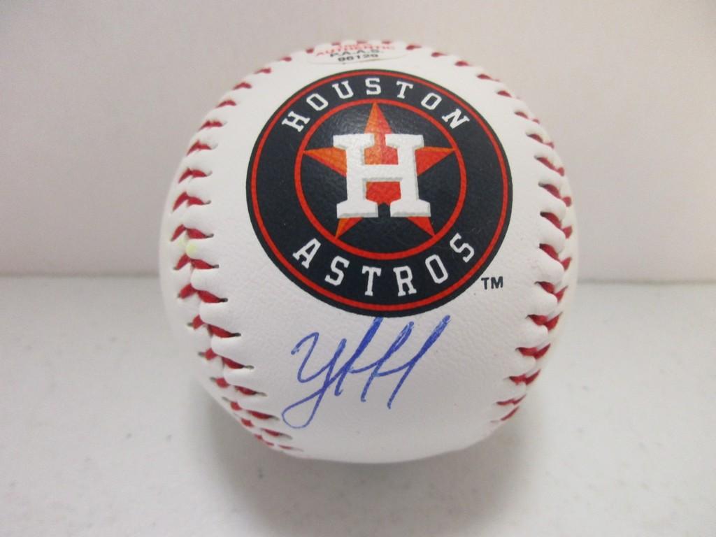 Yordan Alvarez of the Houston Astros signed autographed logo baseball PAAS COA 129