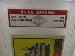 Los Angeles Dodgers 1961 Topps Team Card #86 graded PAAS Near Mint 7