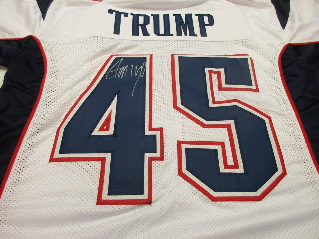 Donald Trump POTUS signed autographed football jersey TAA COA 558