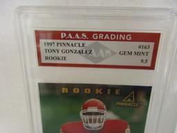 Tony Gonzalez KC Chiefs 1997 Pinnacle ROOKIE #163 graded PAAS Gem Mint 9.5