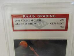 Allen Iverson  Philadelphia 76ers 2001 Stadium Club #76 graded PAAS Gem Mint 9.5