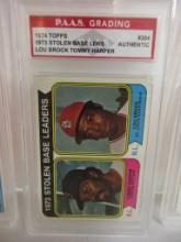 Lou Brock Tommy Harper 1974 Topps 1973 Stolen Base Ldrs #204 graded PAAS Authentic