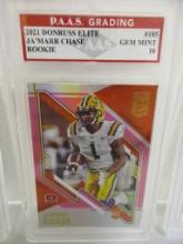 Ja'Marr CHase Bengals 2021 Donruss Elite ROOKIE #185 graded PAAS Gem Mint 10