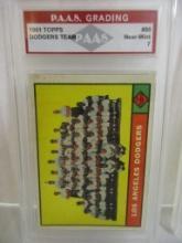 Los Angeles Dodgers 1961 Topps Team Card #86 graded PAAS Near Mint 7
