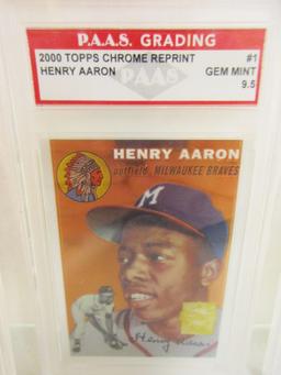 Hank Aaron Braves 2000 Topps Chrome Reprint #1 graded PAAS Gem Mint 9.5