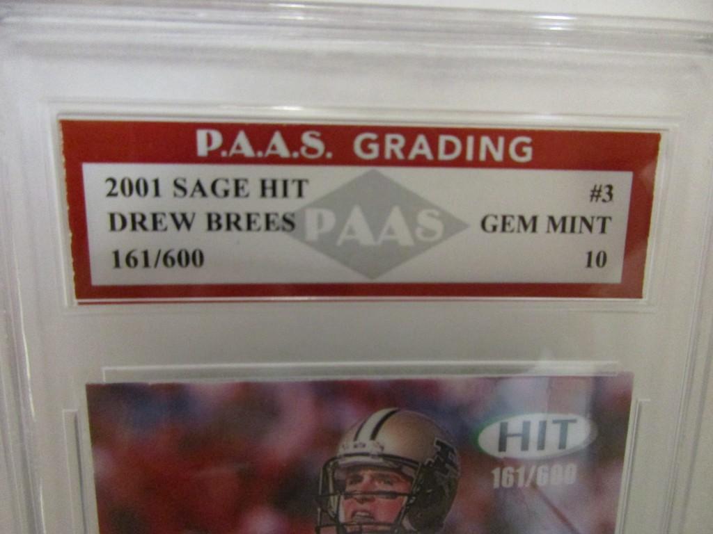 Drew Brees Purdue 2001 Sage Hit 161/611 #3 graded PAAS Gem Mint 10