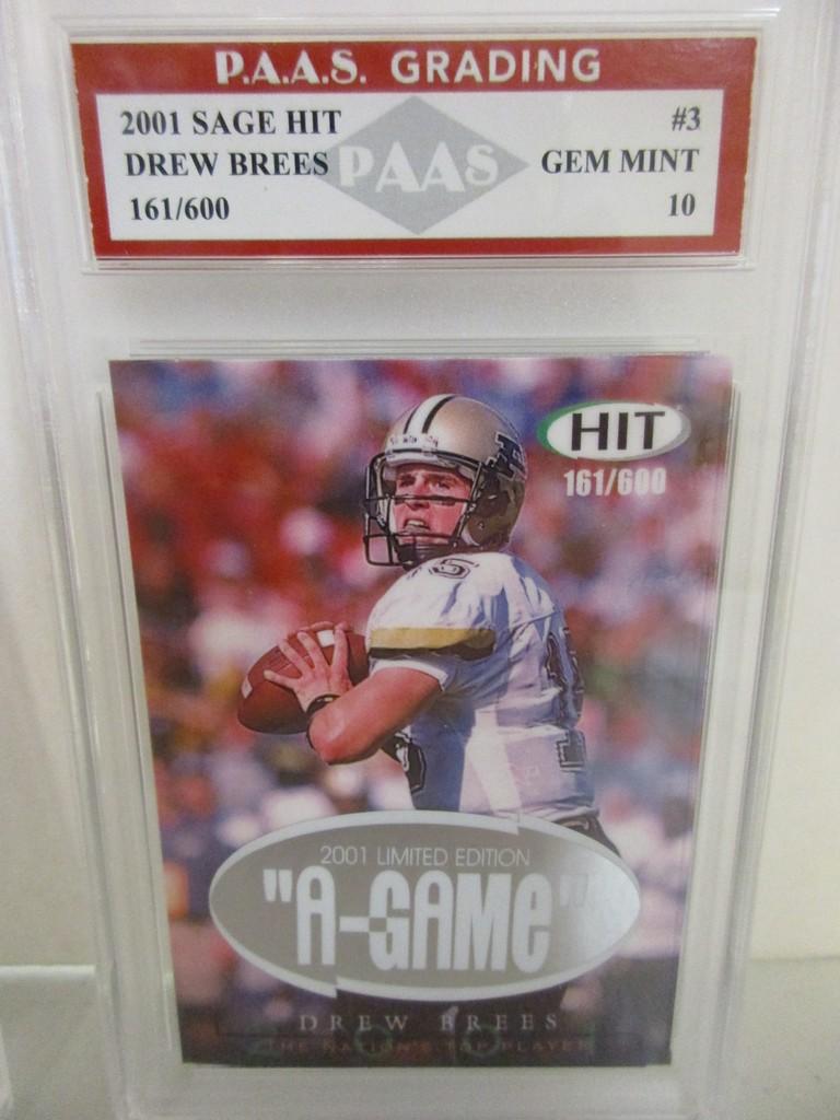 Drew Brees Purdue 2001 Sage Hit 161/611 #3 graded PAAS Gem Mint 10