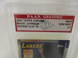 Magic Johnson LA Lakers 2001 Topps Chrome Reprint 8/10 #MJ8 graded PAAS Gem Mint 9.5