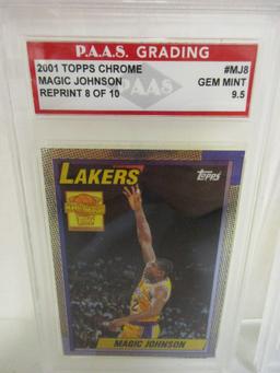 Magic Johnson LA Lakers 2001 Topps Chrome Reprint 8/10 #MJ8 graded PAAS Gem Mint 9.5