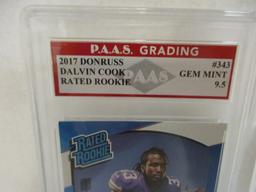 Dalvin Cook Vikings 2017 Donruss Rated ROOKIE #343 graded PAAS Gem Mint 9.5