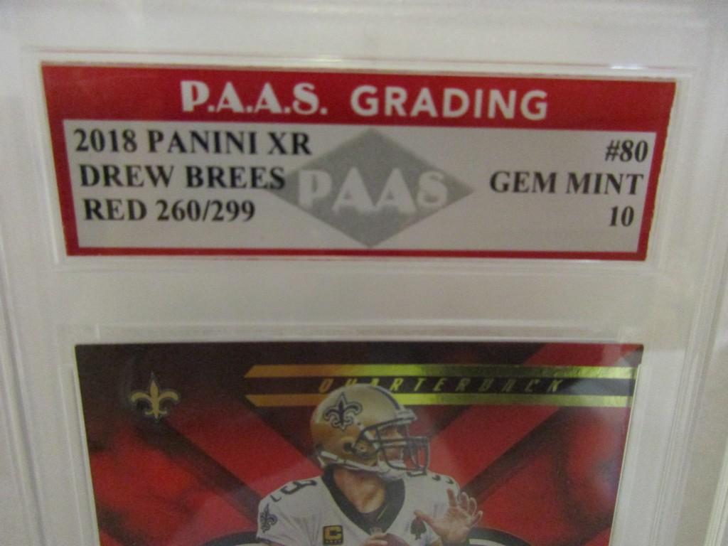 Drew Brees Saints 2018 Panini XR Red 260/299 #80 graded PAAS Gem Mint 10
