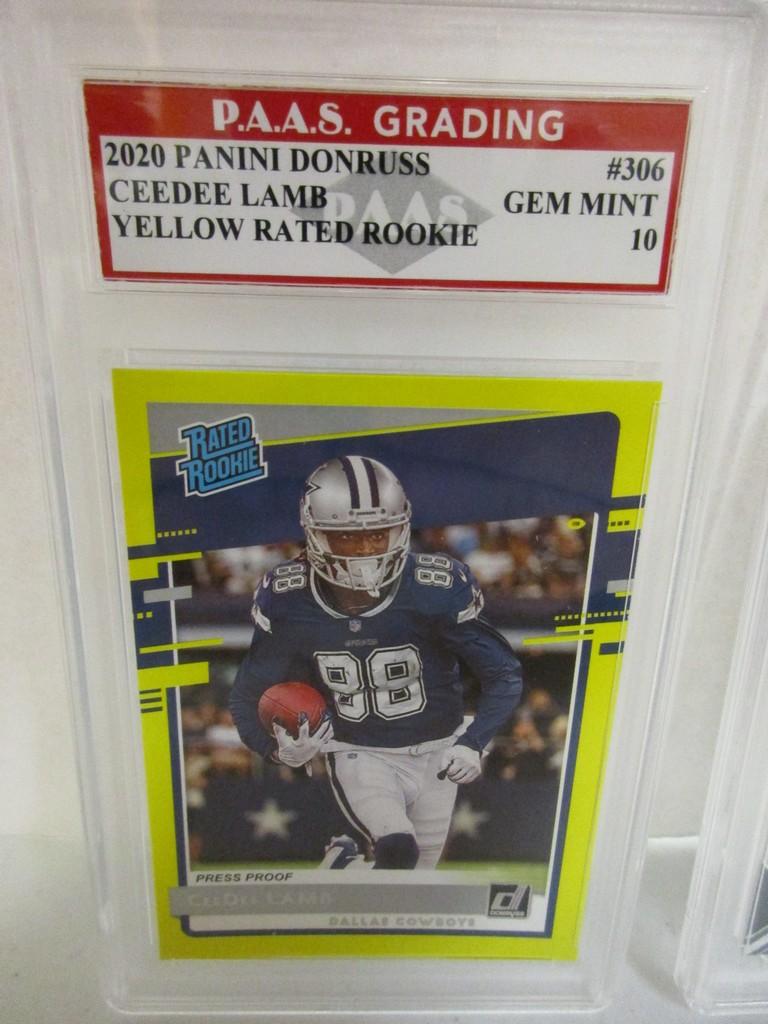 CeeDee Lamb Cowboys 2020 Panini Donruss Yellow Rated ROOKIE #306 graded PAAS Gem Mint 10