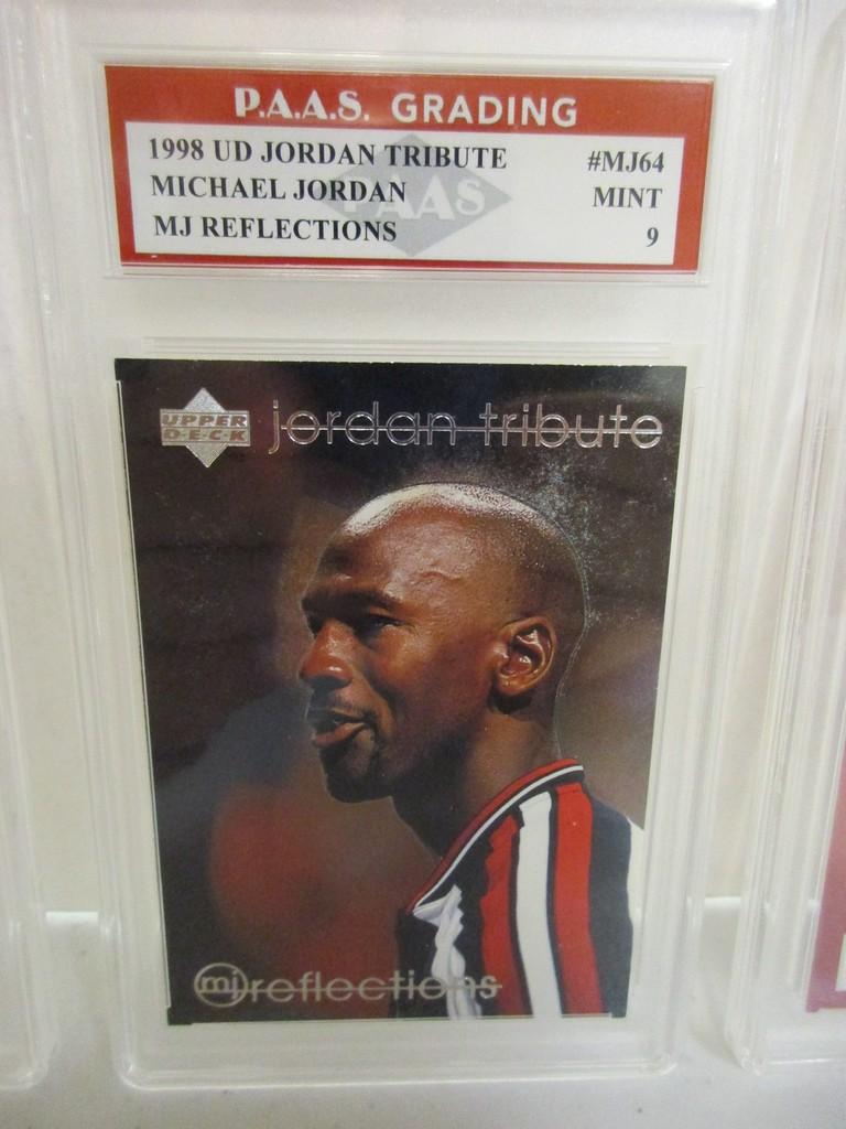 Michael Jordan Chicago Bulls 1998 UD Jordan Tribute MJ Reflections #MJ64 graded PAAS Mint 9