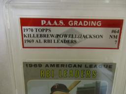 Harmon Killebrew Boog Powell Reggie Jackson 1970 Topps 1969 RBI Ldrs #65 graded PAAS NM 7