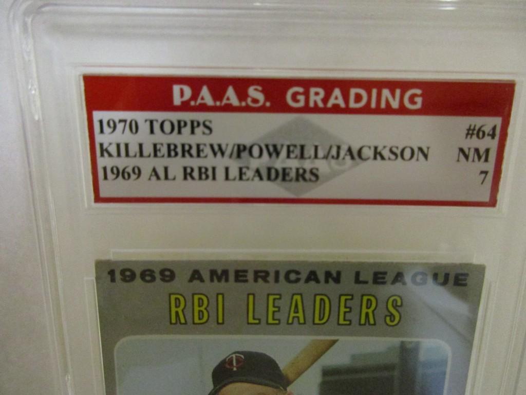 Harmon Killebrew Boog Powell Reggie Jackson 1970 Topps 1969 RBI Ldrs #65 graded PAAS NM 7