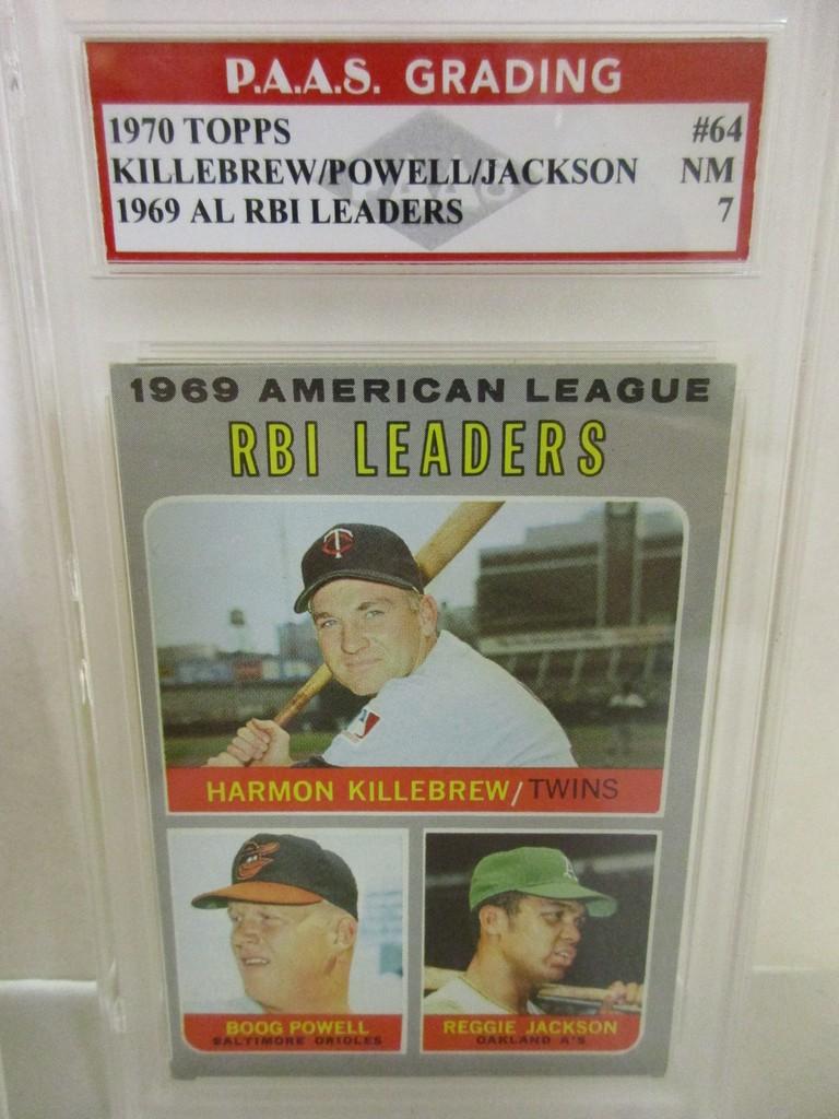 Harmon Killebrew Boog Powell Reggie Jackson 1970 Topps 1969 RBI Ldrs #65 graded PAAS NM 7