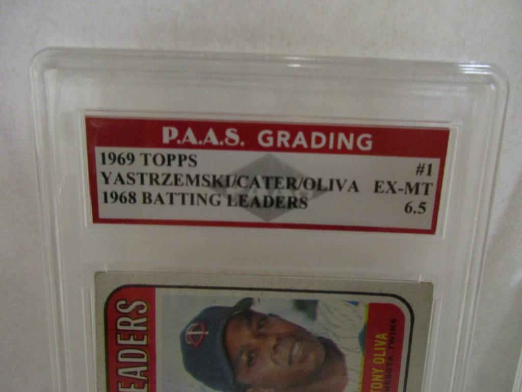 Carl Yastrzemski Danny Cater Tony Oliva 1969 Topps 1968 Batting Ldrs #1 graded PAAS EX-MT 6.5
