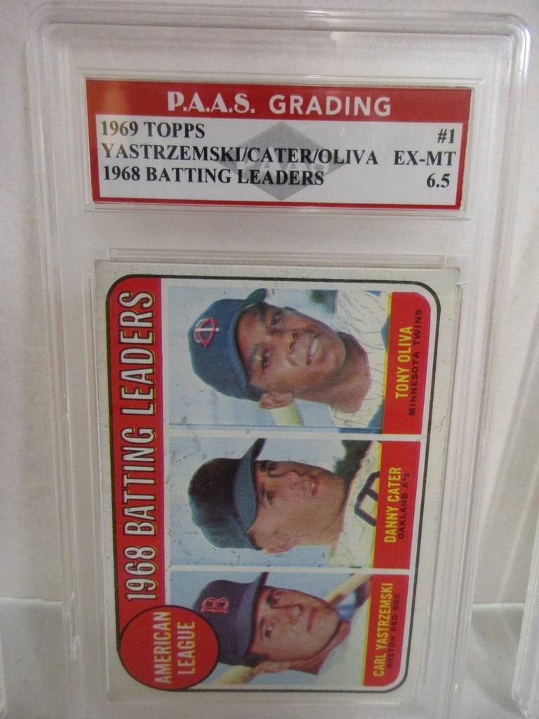 Carl Yastrzemski Danny Cater Tony Oliva 1969 Topps 1968 Batting Ldrs #1 graded PAAS EX-MT 6.5