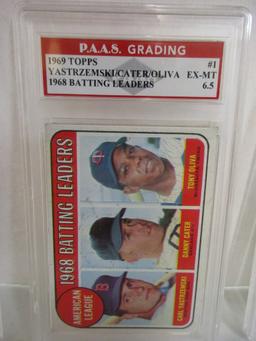 Carl Yastrzemski Danny Cater Tony Oliva 1969 Topps 1968 Batting Ldrs #1 graded PAAS EX-MT 6.5