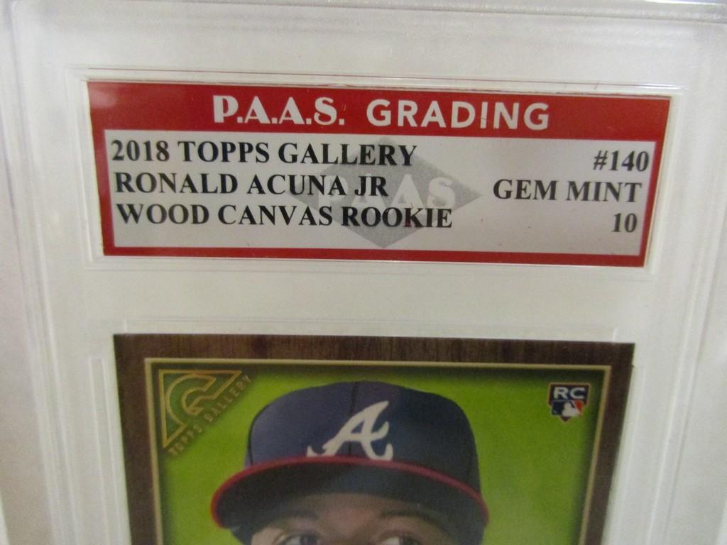 Ronald Acuna Jr Braves 2018 Topps Gallery Wood Canvas ROOKIE #140 graded PAAS Gem Mint 10