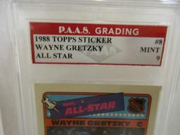 Wayne Gretzky Edmonton Oilers 1988 Topps Sticker All Star #8 graded PAAS Mint 9