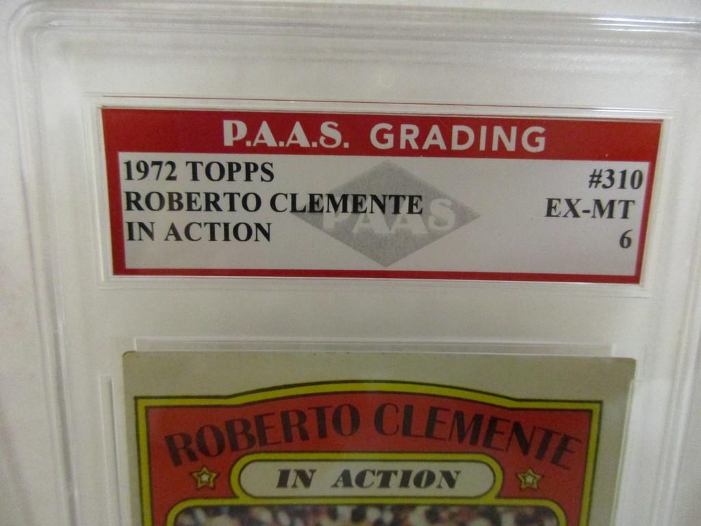 Roberto Clemente Pittsburgh Pirates 1972 Topps In Action #310 graded PAAS EX-MT 6