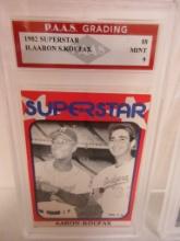 Hank Aaron Sandy Koufax 1982 Superstar #88 graded PAAS Mint 9
