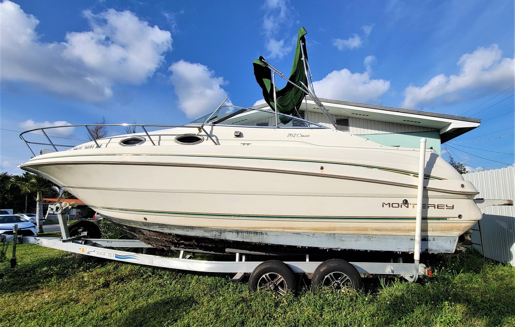 1997 26' Monterrey Cabin Cruiser Boat w/ Aluminum Tandem Trailer