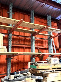 Cantilever Racking, (3) Uprights (frames) 10 " X 4" X 15 Ft, & (4) Beams (arms) 48" to Create 2 Leve