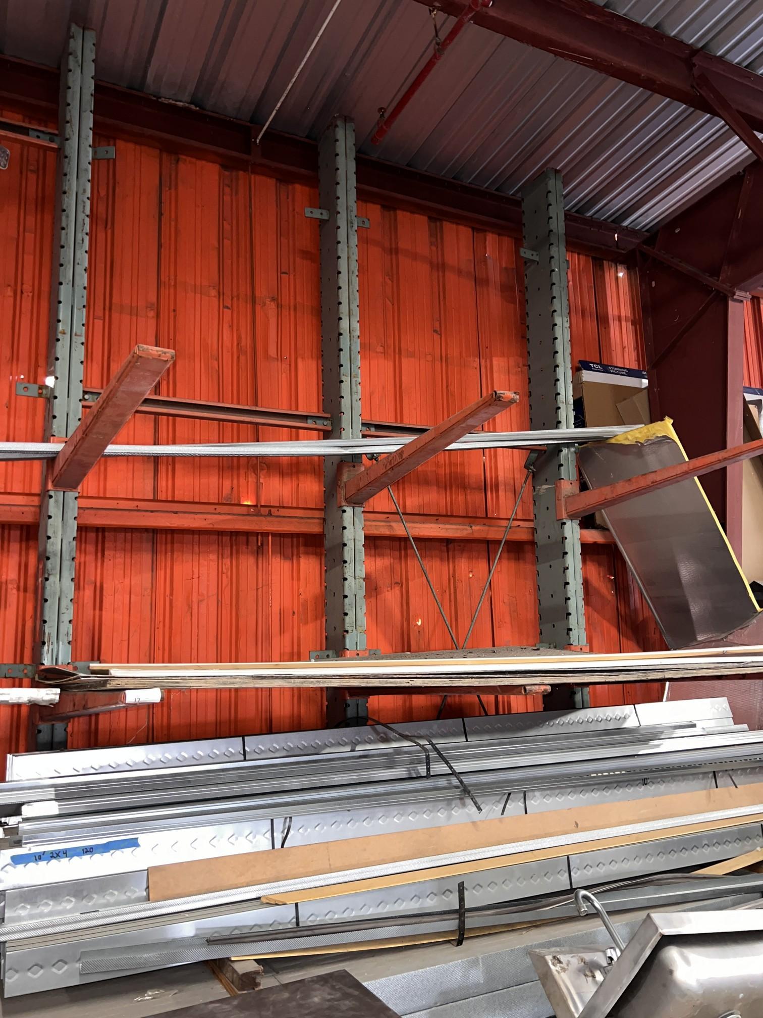 Cantilever Racking, (3) Uprights (frames) 10 " X 4" X 15 Ft, & (4) Beams (arms) 48" to Create 2 Leve