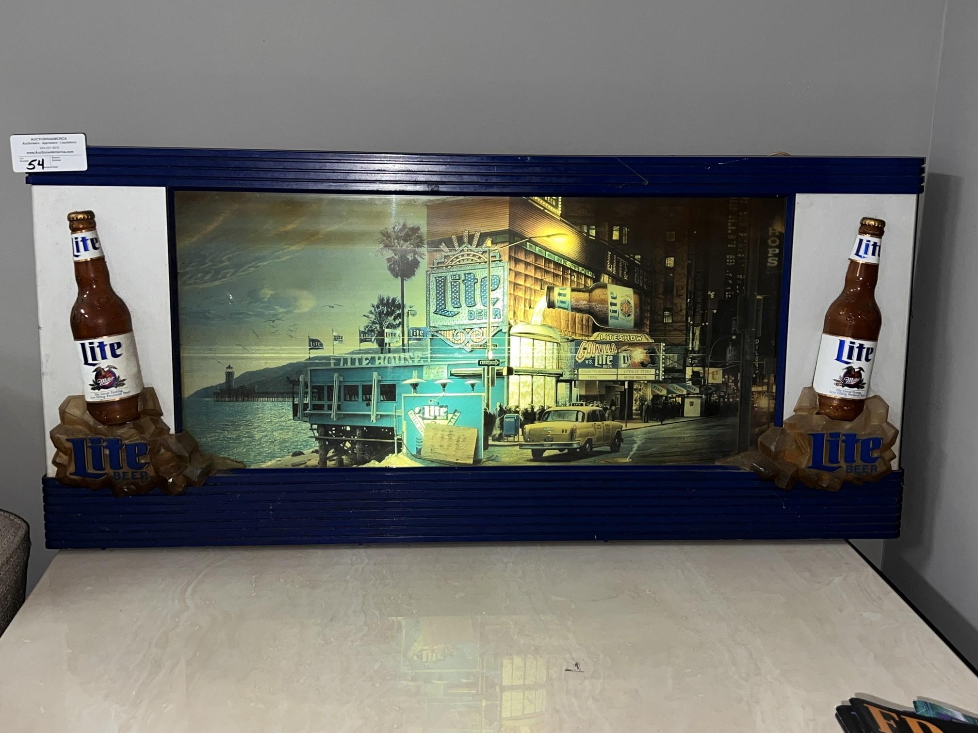 Miller Light Sign, Highly Collectable, Scrolling Various Scenes