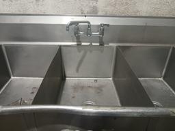 LARGE 12' Stainless Steel 3 Compartment Sink W/ Faucet - HUGE SINK - Please see pics for additional